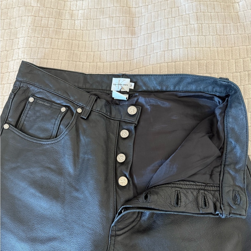 Calvin Klein Black Leather Pants - Picture 5 of 8
